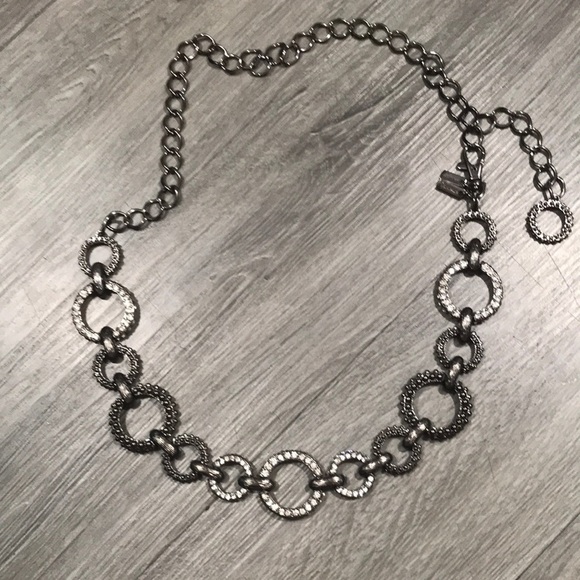 Chico’s Silver Rhinestone and Stud Adjustable Chain Belt - Picture 1 of 5